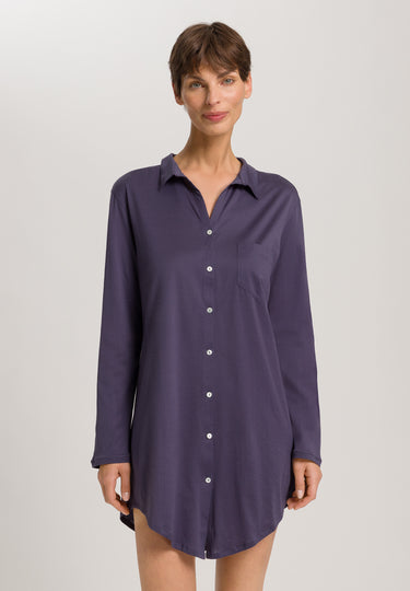 Cotton Deluxe Button Front Cotton Sleep Shirt | Blue Stone 77958-2610